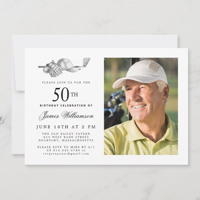 Invitation Elégant Classic Golf 50th Birthday Party Photo (Devant)
