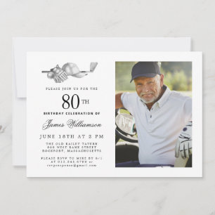 Invitation Elégant Classic Golf 80th Birthday Party Photo