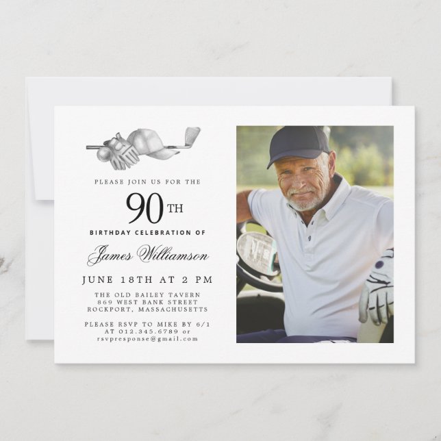 Invitation Elégant Classic Golf 90th Birthday Party Photo (Devant)