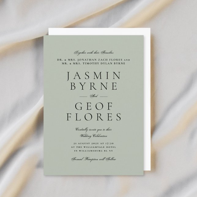Invitation Elegant Classic Light Sage Formal Wedding (Créateur téléchargé)