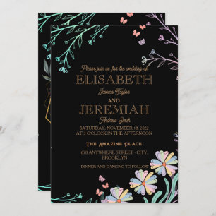 Invitation élégant Classic luxueux mariage noir