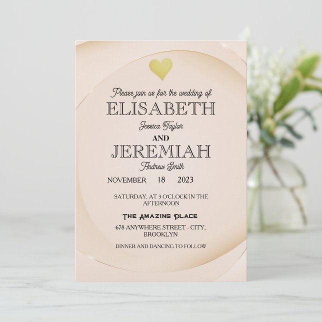Invitation élégant Classic luxueux mariage or (Debout devant)