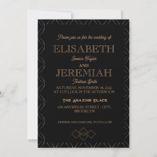 Invitation élégant Classic luxueux mariage or argent