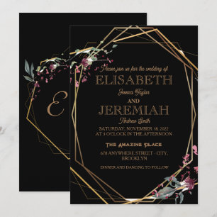 Invitation élégant Classic luxueux noir mariage