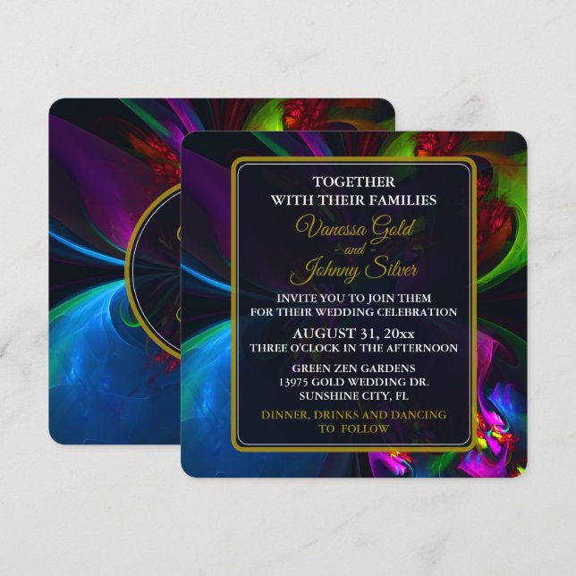 Invitation Elegant Classic Modern Floral Pattern #902 Wedding (Devant / Derrière)