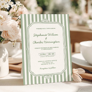Invitation Elégant Classic Sage & Beige Striped Mariage