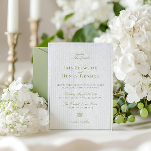 Invitation Elégant Classic Sage & Beige Striped Mariage