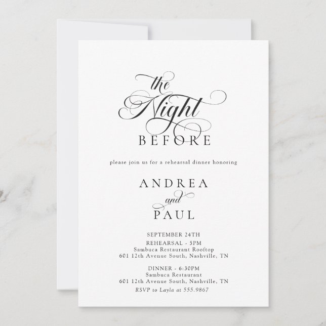 Invitation Elegant Classic Wedding Rehearsal Dinner (Devant)