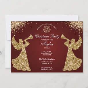 Invitation Elégant Classique Ange Soirée de Noël pour le dîne
