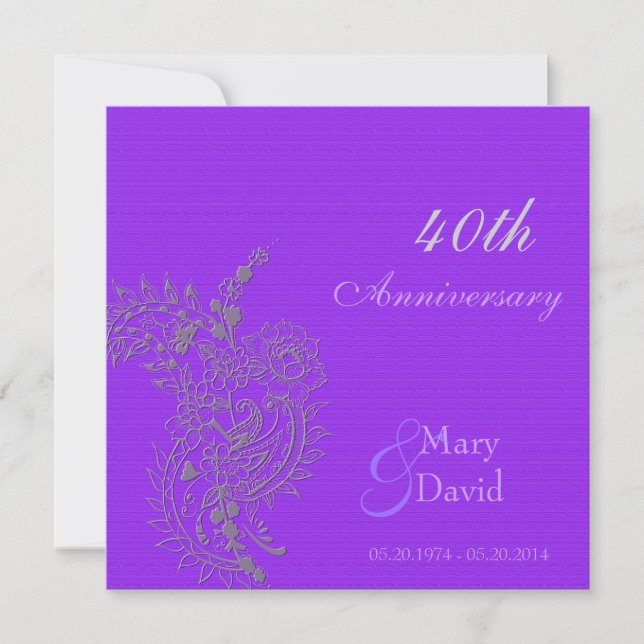 Invitation Élégant, classique anniversaire de mariage floral  (Devant)