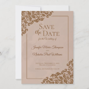 Invitation Élégant Classique avec Ornements Floraux pour Mari