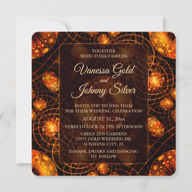 Invitation Élégant Classique Boho Moderne Or #901 Mariage (Devant)