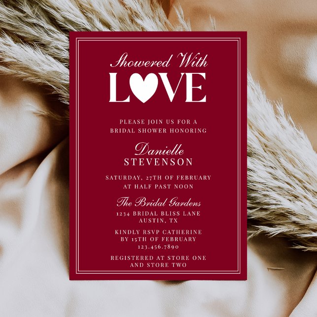 Invitation Élégant Classique Bourgogne Mariage Saint-Valentin (Créateur téléchargé)