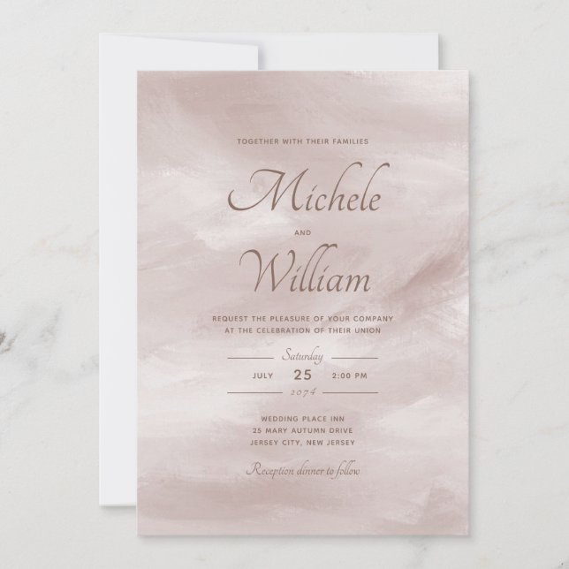 Invitation Elégant classique élégant Blush Pink Wedding Invit (Devant)