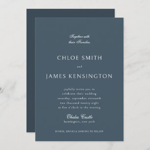 Invitation Élégant classique Formal Mariage bleu foncé