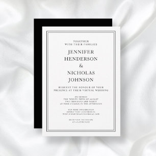 Invitation Élégant classique Formal Noir Blanc Mariage virtue