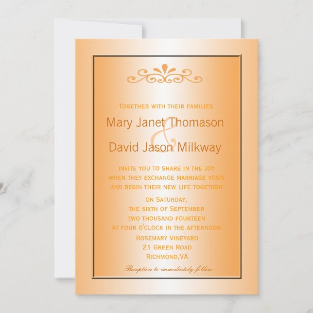 Invitation Élégant, classique jaune feuille mariage (Devant)