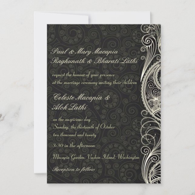 Invitation Élégant classique Lacy Paisley Floral Mariage indi (Devant)
