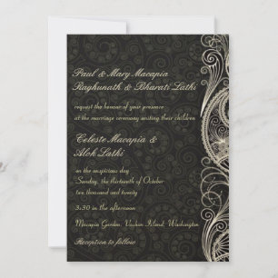 Invitation Élégant classique Lacy Paisley Floral Mariage indi