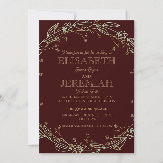 Invitation élégant Classique luxueux mariage formel rouge (Devant)