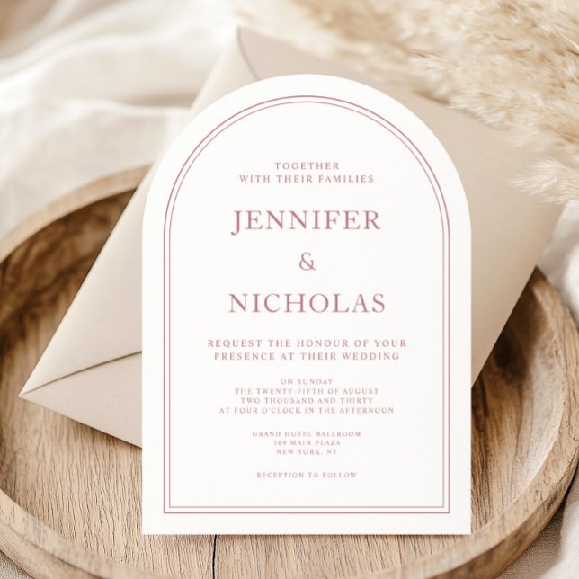 Invitation Élégant classique Mariage rose (Elegant Classic Formal Pink Wedding Invitation)