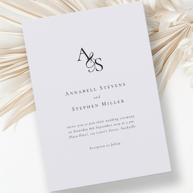 Invitation Élégant, Classique, Monogramme, Gris, Mariage (Créateur téléchargé)