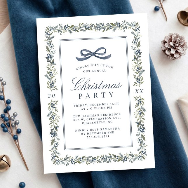 Invitation Élégant Classique Noël Botanique Fêtes de fin d'an (Créateur téléchargé)