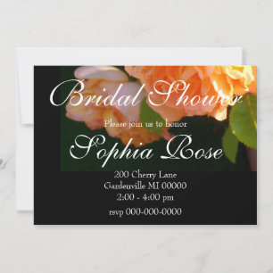 Invitation Elégant classique pêche orange rose floral