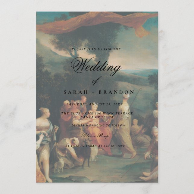 Invitation Élégant Classique Peinture Ancienne Mariage (Devant)