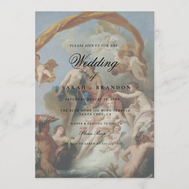 Invitation Élégant Classique Peinture Ancienne Mariage (Devant)