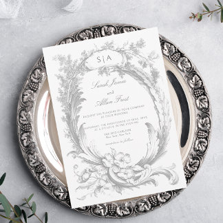 Invitation Élégant classique Rococo Floral
