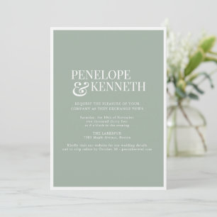 Invitation Élégant Classique Simple Mariage RSVP Vert Sauge P