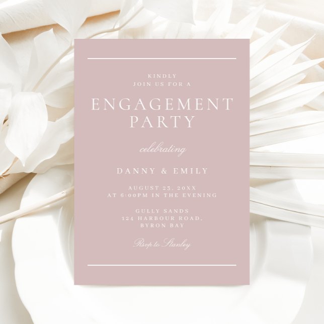 Invitation Élégant classique Soft Pink Minimal Engagement Par (Créateur téléchargé)