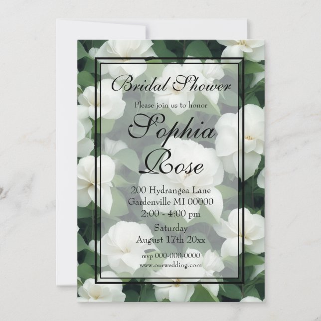 Invitation Élégant classique vert botanique blanc floral (Devant)