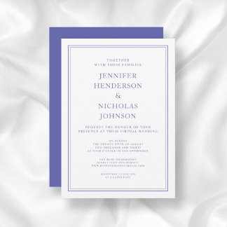 Invitation Élégant classique violet et blanc Mariage virtuel