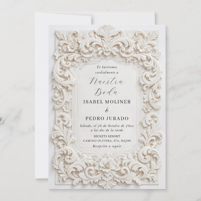 Invitation Elegant Classy Baroque Frame Nuestra Boda Wedding (Devant)