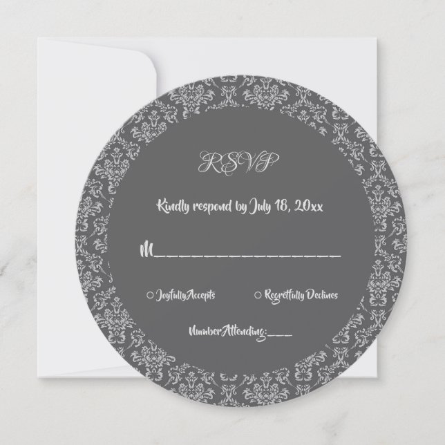 Invitation Élégant Classy Damask Classic Formal Round RSVP (Devant)