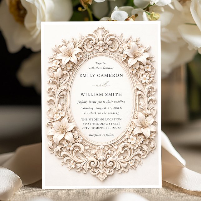 Invitation Elegant Classy Floral Baroque Frame Wedding (Créateur téléchargé)
