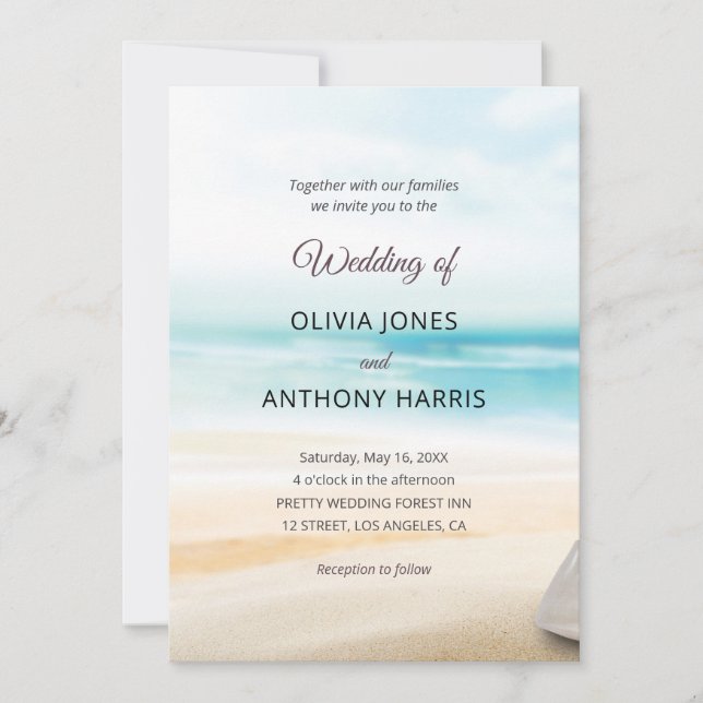 Invitation Elegant Coastal Beach Wedding (Devant)