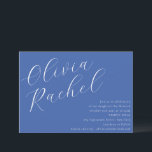 Invitation Élégant Cobalt Bleu Script Bat mitzvah minimal<br><div class="desc">Cette élégante invitation Bat mitzvah présente un design contemporain avec une composition horizontale minimaliste, parfait pour des célébrations modernes. L'invitation comporte une belle calligraphie script en blanc immaculé, dressée contre un riche arrière - plan bleu Cobalt, créant un look saisissant et sophistiqué. Idéale pour ceux qui apprécient les lignes épurées...</div>