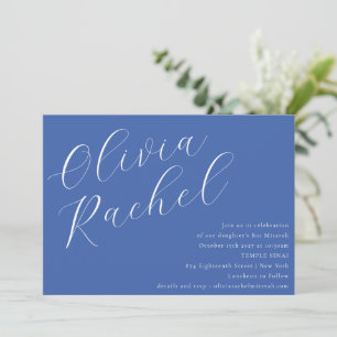 Invitation Élégant Cobalt Bleu Script Bat mitzvah minimal
