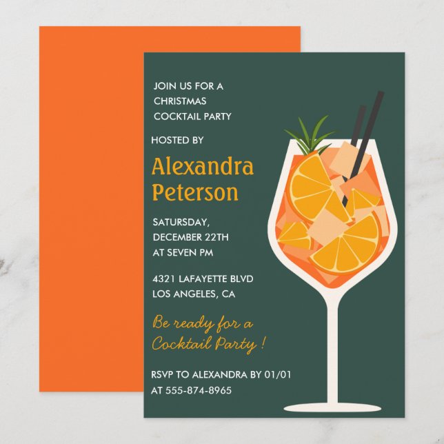 Invitation Élégant cocktail de Noël moderne pour une soirée c (Devant / Derrière)