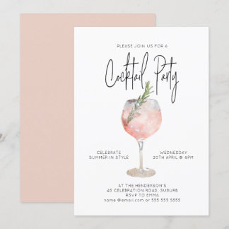 Invitation Élégant Cocktail Party rose