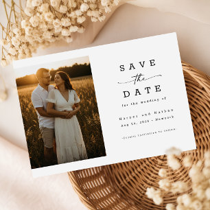 Invitation Élégant Code QR de Photo de Mariage de Script Mode