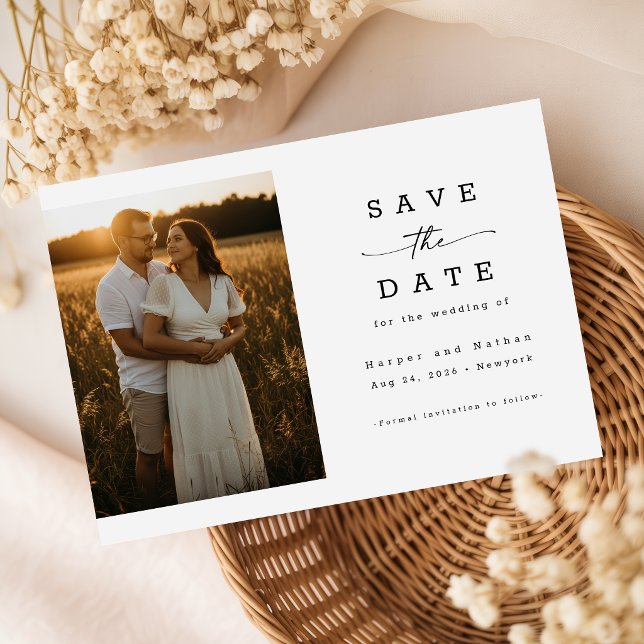 Invitation Élégant Code QR de Photo de Mariage de Script Mode (Créateur téléchargé)