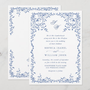 Invitation Élégant code QR Mariage de cadre Floral Ornate fra