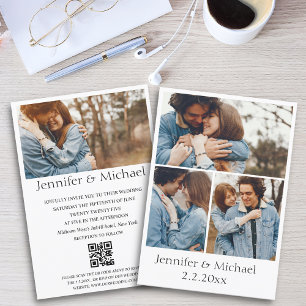 Invitation élégant code qr minimal rsvp 4 photos mariage