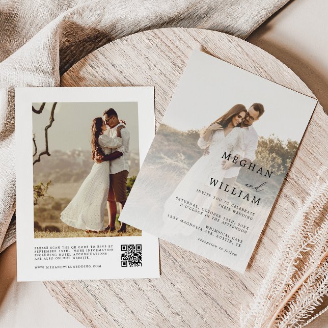 Invitation Élégant code QR Photo Mariage (Créateur téléchargé)
