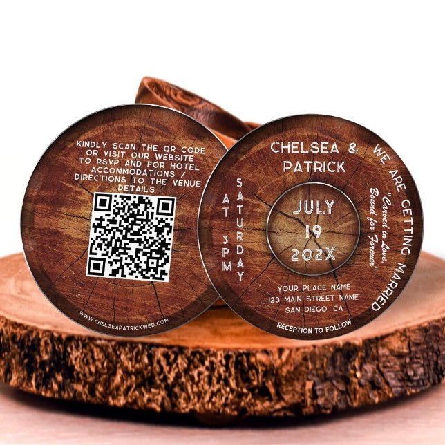 Invitation Élégant Code QR Rond de Mariage de Jardin Rustique (Créateur téléchargé)