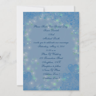 Invitation Elégant Coeur Bleu Éclairé Mariage